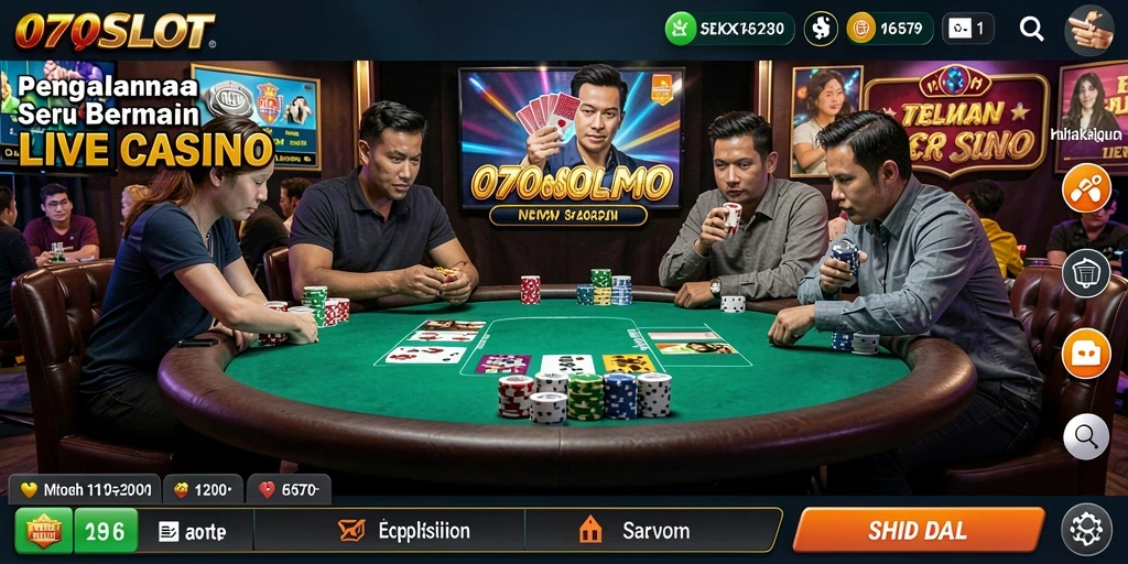 Tampilan utama 070SLOT yang menampilkan dealer dan permainan Live Casino.
