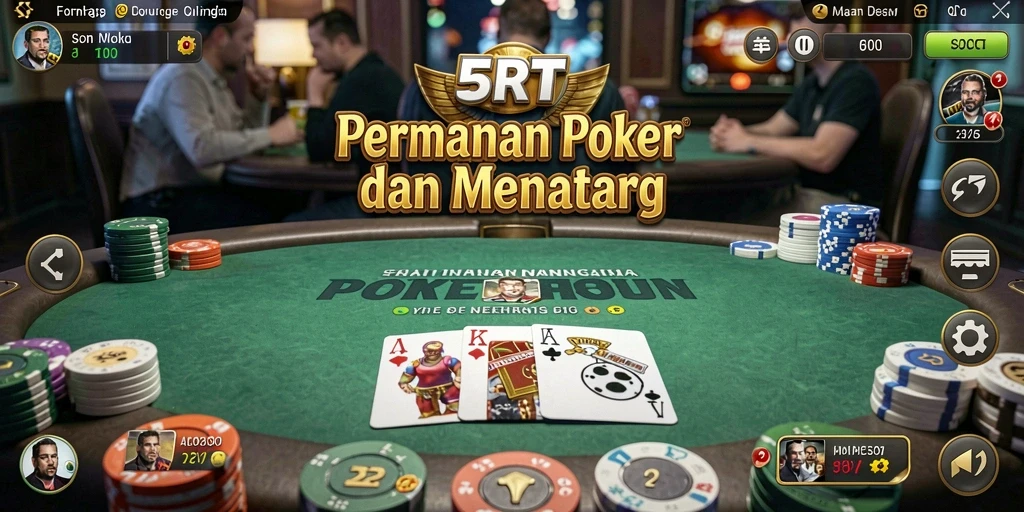 Tampilan gameplay seru dalam aplikasi 5RT dengan suasana poker nyata.