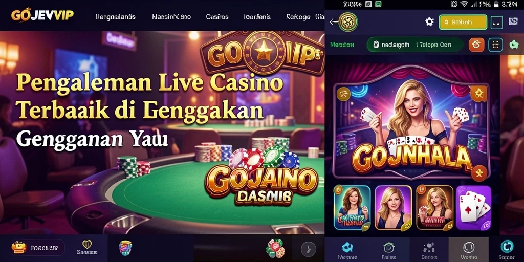 Tampilan gameplay GOJEKVIP dengan dealer langsung dan suasana kasino.