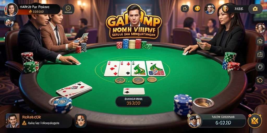 Screenshot gameplay HARAPJP menunjukkan aksi poker yang intens dan menegangkan.