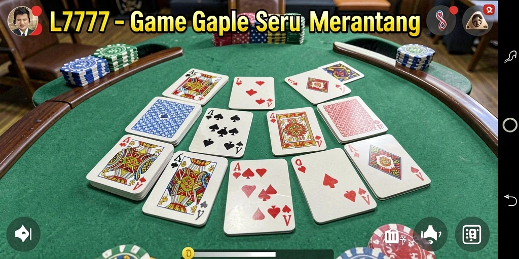 Screenshot L777 menunjukkan keseruan permainan Gaple dengan teman-teman.