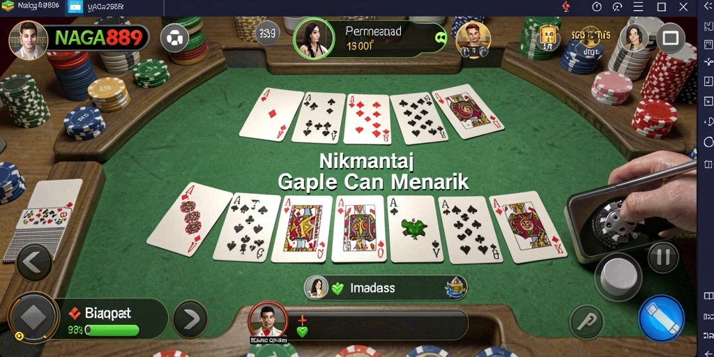 Tampilan gameplay seru NAGA889 saat bermain Gaple dengan teman.