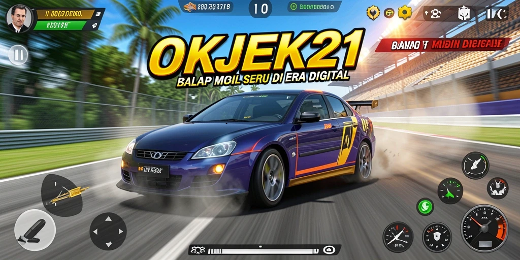 Tampilan seru dari gameplay balapan di OKJEK21.