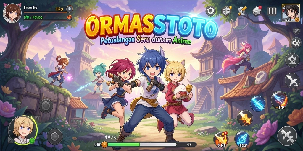 Tampilan screenshot ORMASSTOTO yang menunjukkan aksi karakter anime di lapangan.