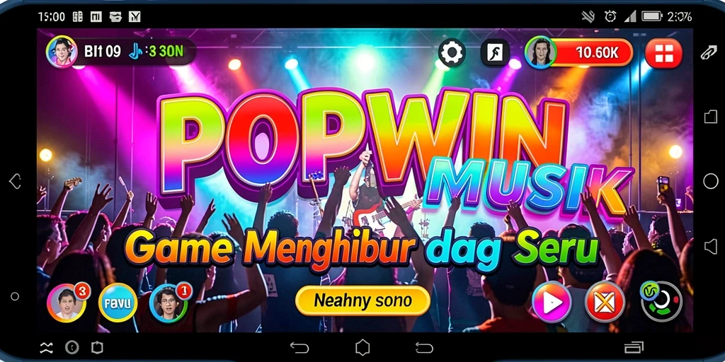 Tampilan gameplay seru dalam POPWIN yang menguji ketangkasan musik.