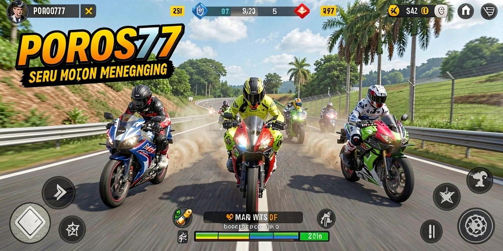 Gameplay menegangkan dari balapan motor di POROS77.