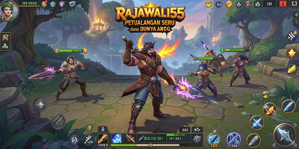 Screenshot menunjukkan aksi seru dalam gameplay RAJAWALI55 dengan pertarungan epik.