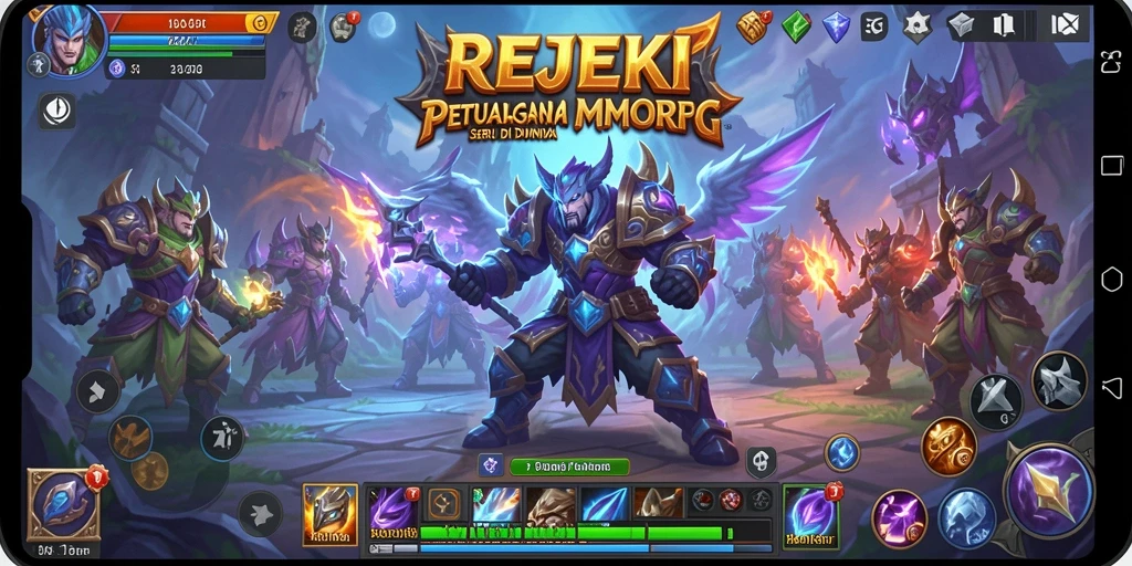 Tampilan gameplay petualangan seru di REJEKI dengan dunia MMORPG yang luas.