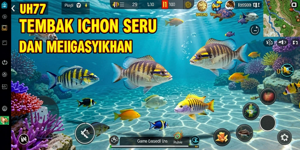 Tangkapan layar UH77 menampilkan aksi seru dalam game Tembak Ikan.