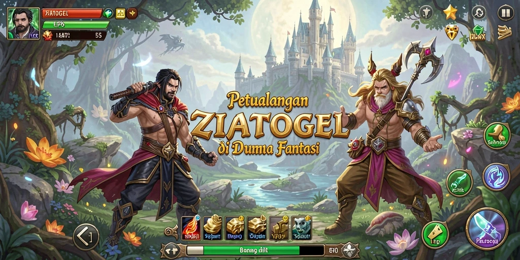 Tangkapan layar ZIATOGEL memperlihatkan pertarungan seru di dunia fantasi.